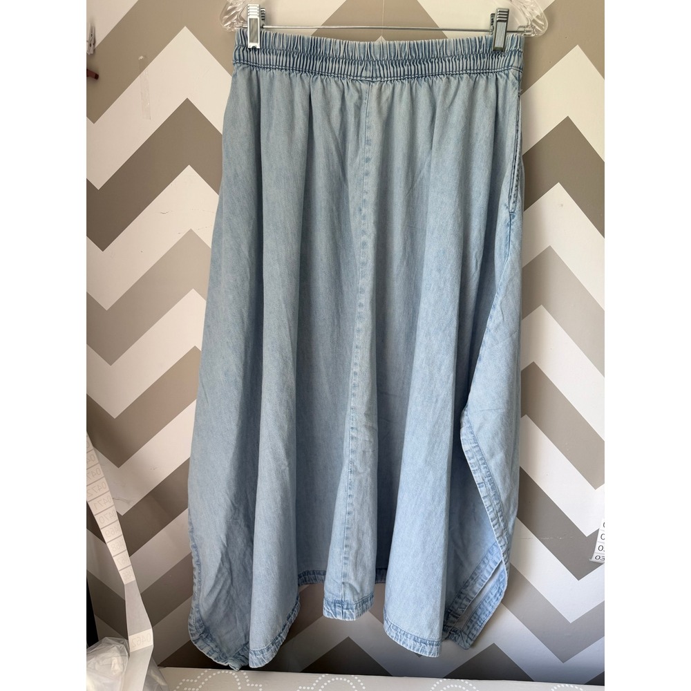 Gap Denim Mdi Handkerchief Elastic Waist Light Wash Blue Size M - Picture 5 of 7
